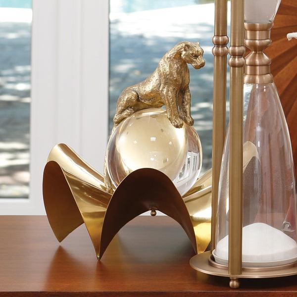 Safavieh Jaguar On Crystal Sphere-Brass | Global Views - 8.82269