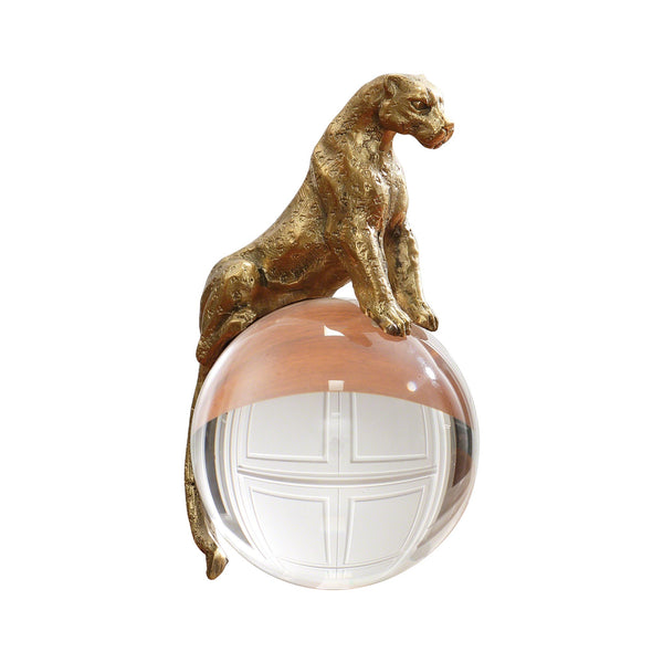 Safavieh Jaguar On Crystal Sphere-Brass | Global Views - 8.82269