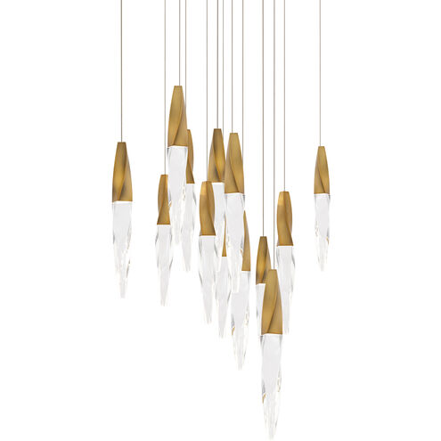 safavieh Kindjal 13 Multi-Light Pendant (Square Canopy) in Aged Brass with Clear Optic Crystal | Schonbek - BPD13213S-AB