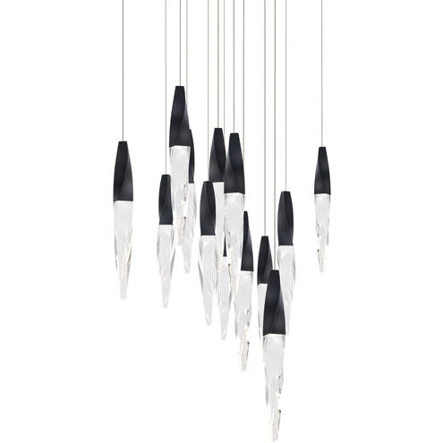 safavieh Kindjal 13 Multi-Light Pendant (Square Canopy) in Black with Clear Optic Crystal | Schonbek - BPD13213S-BK