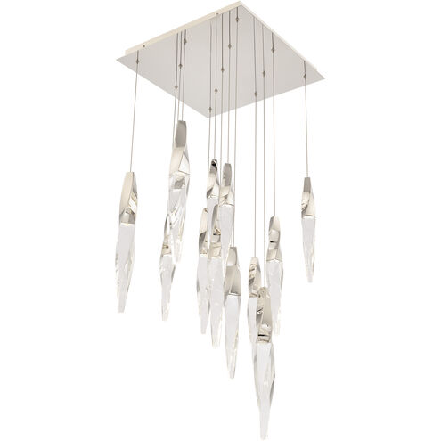 safavieh Kindjal 13 Multi-Light Pendant (Square Canopy) in Polished Nickel with Clear Optic Crystal | Schonbek - BPD13213S-PN