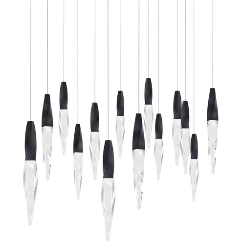 safavieh Kindjal 14 Multi-Light Pendant (Linear Canopy) in Black with Clear Optic Crystal | Schonbek - BPD13214L-BK