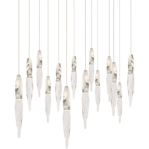safavieh Kindjal 14 Multi-Light Pendant (Linear Canopy) in Polished Nickel with Clear Optic Crystal | Schonbek - BPD13214L-PN