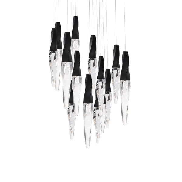 safavieh Kindjal 15 Light LED Multi-Light Pendant in Black with Clear Optic Crystal | Schonbek - BPD13215-BK