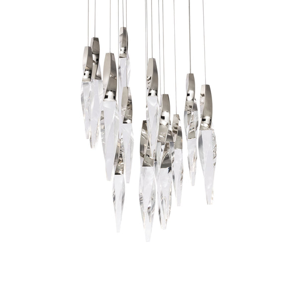 safavieh Kindjal 15 Light LED Multi-Light Pendant in Polished Nickel with Clear Optic Crystal | Schonbek - BPD13215-PN