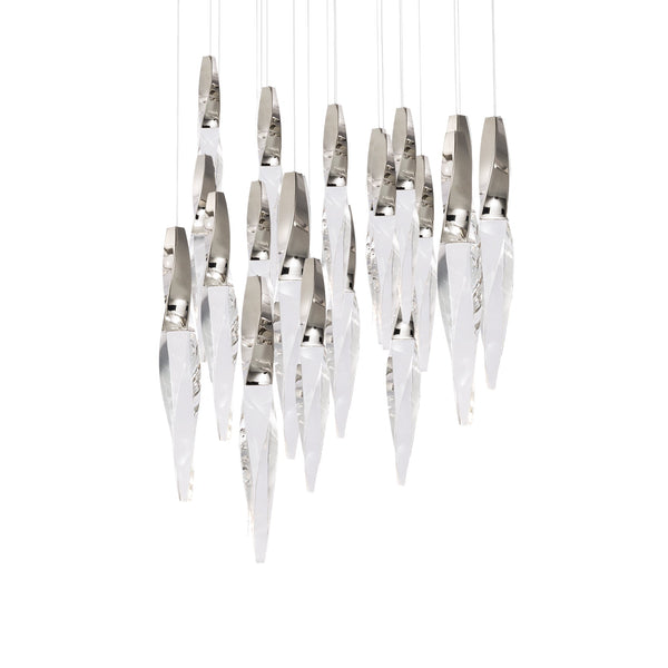 safavieh Kindjal 21 Light LED Multi-Light Pendant in Polished Nickel with Clear Optic Crystal | Schonbek - BPD13221-PN