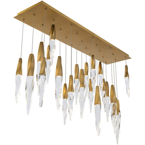 safavieh Kindjal 23 Multi-Light Pendant (Linear Canopy) in Aged Brass with Clear Optic Crystal | Schonbek - BPD13223L-AB