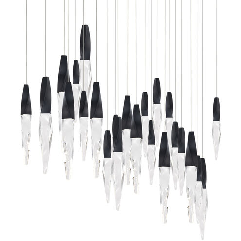 safavieh Kindjal 23 Multi-Light Pendant (Linear Canopy) in Black with Clear Optic Crystal | Schonbek - BPD13223L-BK