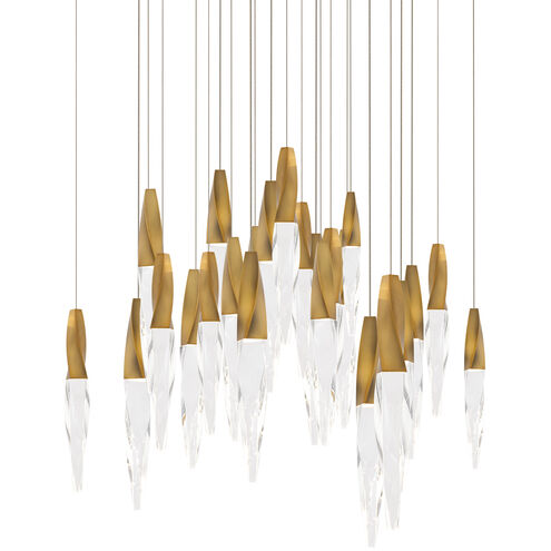 safavieh Kindjal 25 Multi-Light Pendant (Square Canopy) in Aged Brass with Clear Optic Crystal | Schonbek - BPD13225S-AB