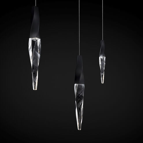 Safavieh Kindjal 3 Multi-Light Pendant (Linear Canopy) In Black With Clear Optic Crystal | Schonbek - BPD13203L-BK