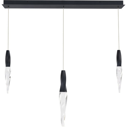 safavieh Kindjal 3 Multi-Light Pendant (Linear Canopy) in Black with Clear Optic Crystal | Schonbek - BPD13203L-BK