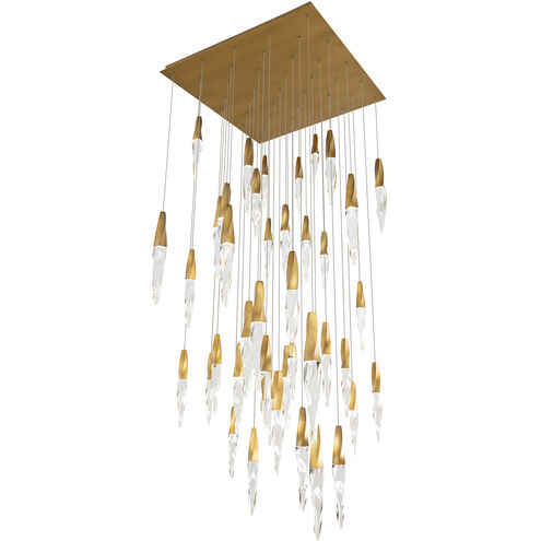 safavieh Kindjal 41 Multi-Light Pendant (Square Canopy) in Aged Brass with Clear Optic Crystal | Schonbek - BPD13241S-AB