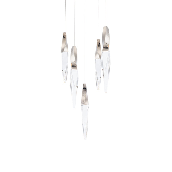 safavieh Kindjal 5 Light LED Multi-Light Pendant in Polished Nickel with Clear Optic Crystal | Schonbek - BPD13205-PN