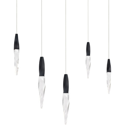 safavieh Kindjal 5 Multi-Light Pendant (Linear Canopy) in Black with Clear Optic Crystal | Schonbek - BPD13205L-BK