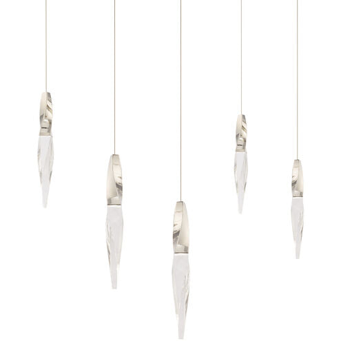 safavieh Kindjal 5 Multi-Light Pendant (Linear Canopy) in Polished Nickel with Clear Optic Crystal | Schonbek - BPD13205L-PN