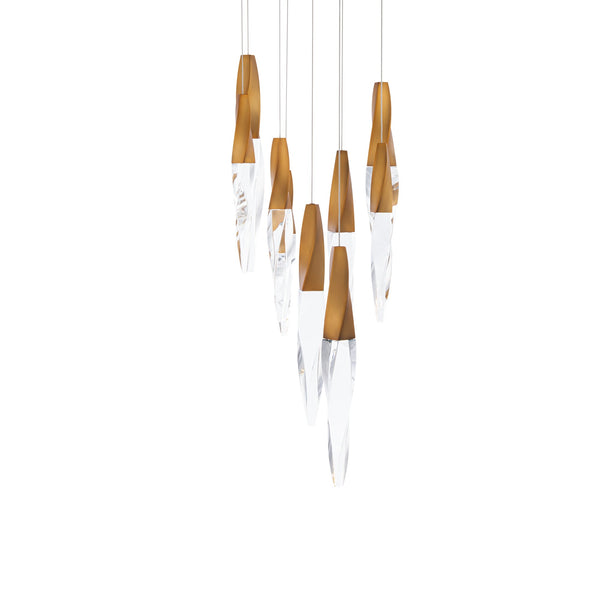 safavieh Kindjal 9 Light LED Multi-Light Pendant in Aged Brass with Clear Optic Crystal | Schonbek - BPD13209-AB