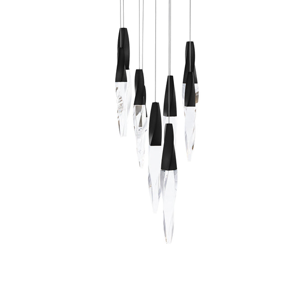safavieh Kindjal 9 Light LED Multi-Light Pendant in Black with Clear Optic Crystal | Schonbek - BPD13209-BK