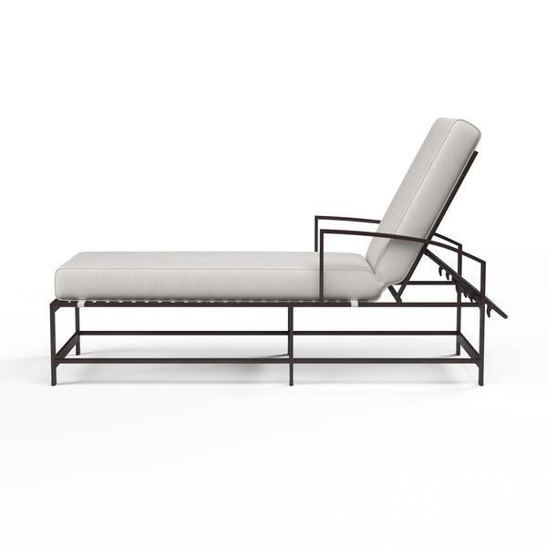 Safavieh La Jolla Chaise In Canvas Flax W/ Self Welt - Espresso | Sunset West - SW401-9-FLAX-STKIT
