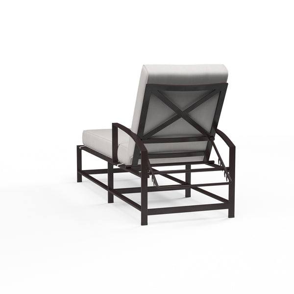 Safavieh La Jolla Chaise In Canvas Flax W/ Self Welt - Espresso | Sunset West - SW401-9-FLAX-STKIT