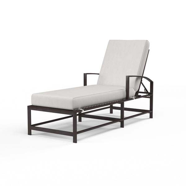 safavieh La Jolla Chaise in Canvas Flax w/ Self Welt - Espresso | Sunset West - SW401-9-FLAX-STKIT