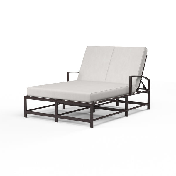 safavieh La Jolla Double Chaise in Canvas Flax w/ Self Welt - Espresso | Sunset West - SW401-99-FLAX-STKIT