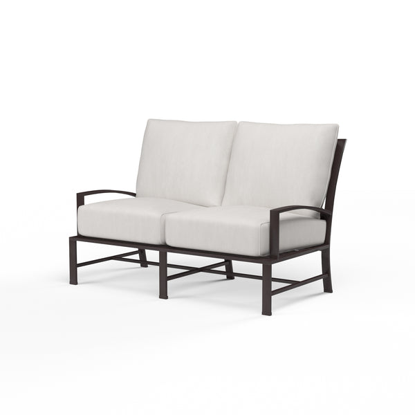 safavieh La Jolla Loveseat in Canvas Flax w/ Self Welt - Espresso | Sunset West - SW401-22-FLAX-STKIT