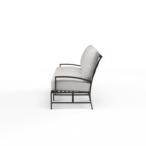 Safavieh La Jolla Sofa In Canvas Flax W/ Self Welt - Espresso | Sunset West - SW401-23-FLAX-STKIT