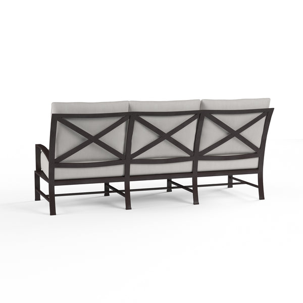 Safavieh La Jolla Sofa In Canvas Flax W/ Self Welt - Espresso | Sunset West - SW401-23-FLAX-STKIT