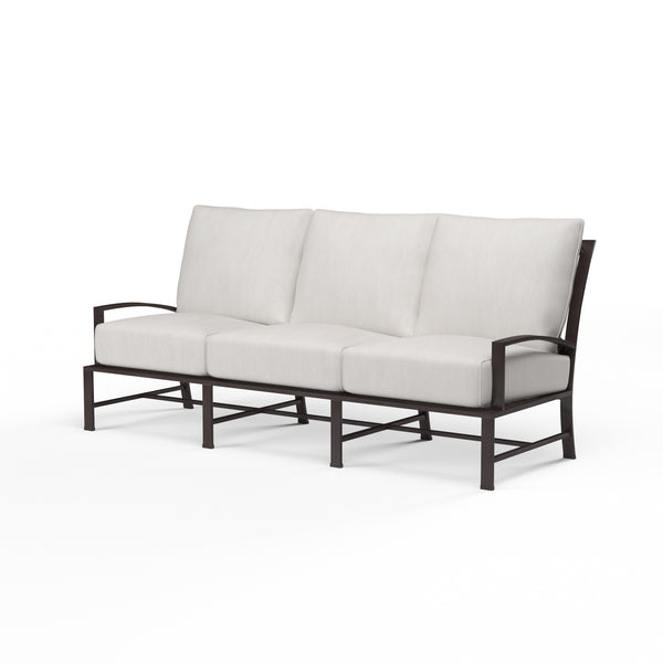 safavieh La Jolla Sofa in Canvas Flax w/ Self Welt - Espresso | Sunset West - SW401-23-FLAX-STKIT