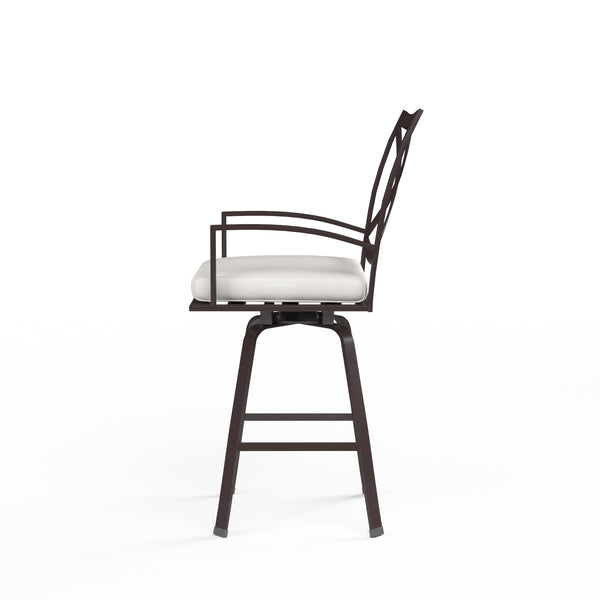 Safavieh La Jolla Swivel Barstool In Canvas Flax W/ Self Welt - Espresso | Sunset West - SW401-7B-FLAX-STKIT