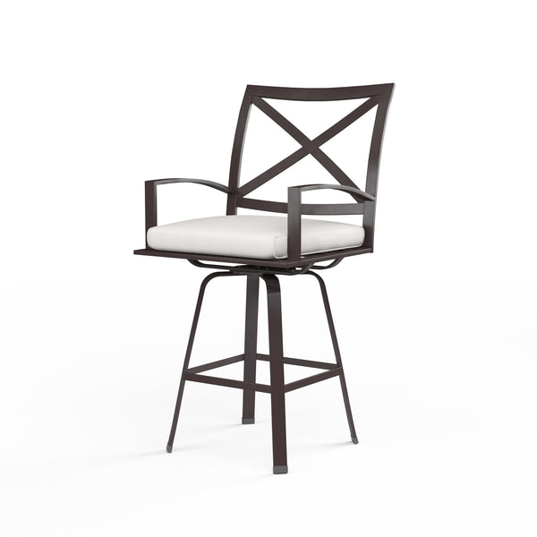 safavieh La Jolla Swivel Barstool in Canvas Flax w/ Self Welt - Espresso | Sunset West - SW401-7B-FLAX-STKIT