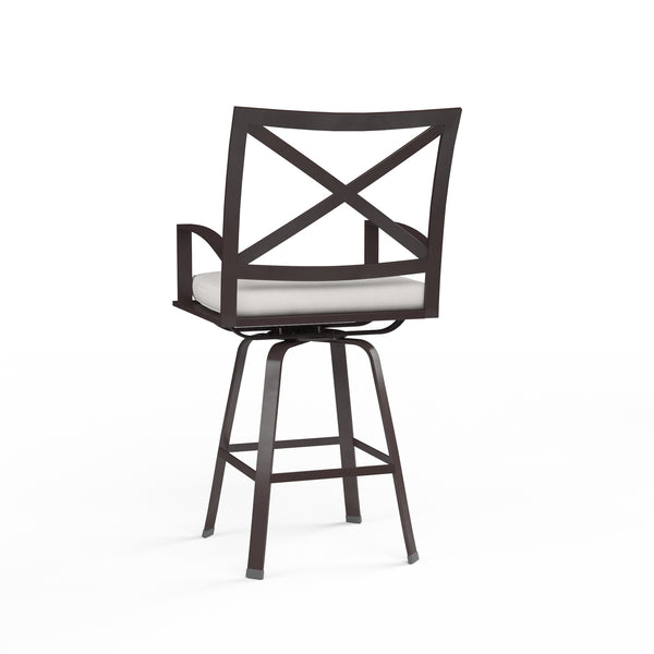 Safavieh La Jolla Swivel Counter Stool In Canvas Flax W/ Self Welt - Espresso | Sunset West - SW401-7C-FLAX-STKIT