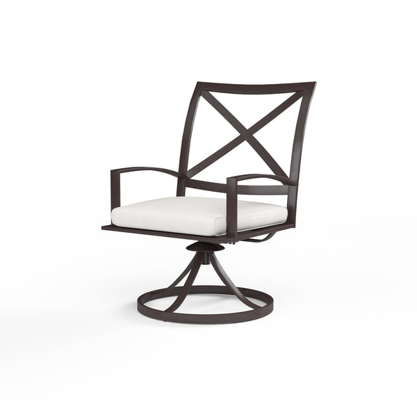 safavieh La Jolla Swivel Dining Chair in Canvas Flax w/ Self Welt - Espresso | Sunset West - SW401-11-FLAX-STKIT