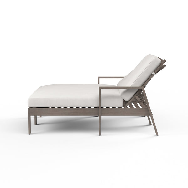 Safavieh Laguna Double Chaise Lounge In Canvas Flax No Welt - Driftwood | Sunset West - SW3501-99-FLAX-STKIT