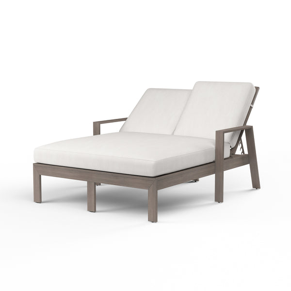 safavieh Laguna Double Chaise Lounge in Canvas Flax No Welt - Driftwood | Sunset West - SW3501-99-FLAX-STKIT