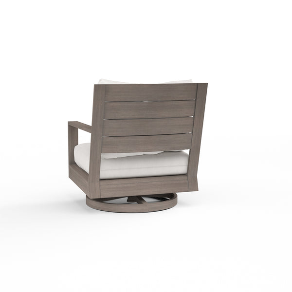 Safavieh Laguna Swivel Club Rocker In Canvas Flax No Welt - Driftwood | Sunset West - SW3501-21SR-FX-STKIT