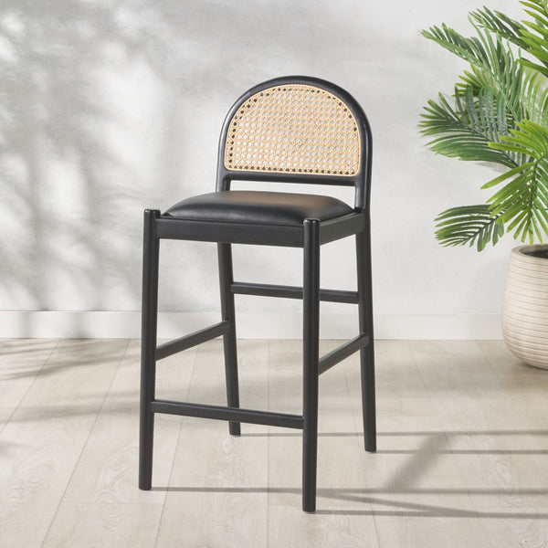 Safavieh Laylie Rattan & Leather Counter Stool | Safavieh Couture - SFV1608
