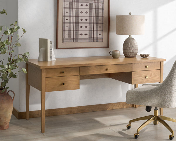 Safavieh Makala 5 Drawer Wood Desk | Safavieh Couture - SFV4232