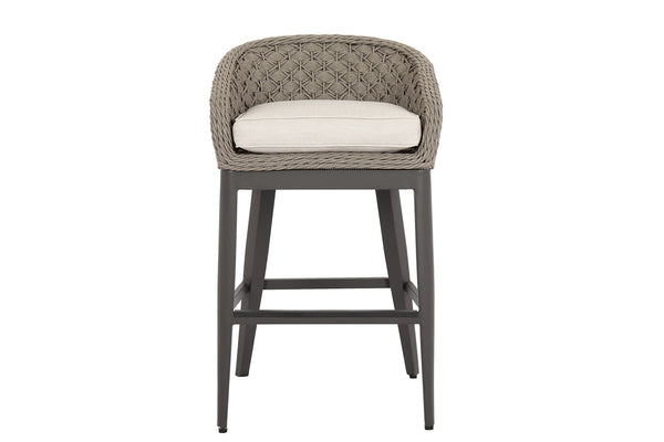 Safavieh Marbella Barstool In Echo Ash W/ Self Welt - Graphite | Sunset West - SW4501-7B-EASH-STKIT