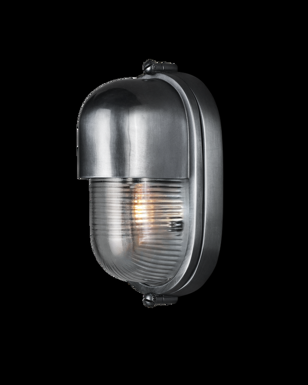 safavieh Maritime Silver Outdoor Wall Sconce | Currey & Co - 5500-0051
