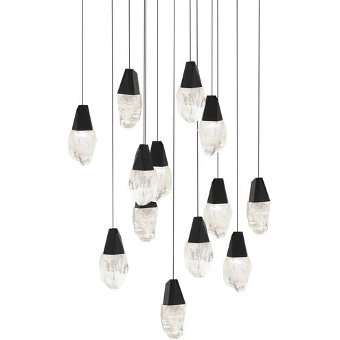 safavieh Martini 13 Multi-Light Pendant (Square Canopy) in Black with Optic Haze Quartz | Schonbek - BPD20213SOH-BK