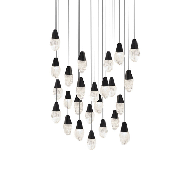 safavieh Martini 14 Multi-Light Pendant (Linear Canopy) in Black with Clear Optic Crystal | Schonbek - BPD20214LO-BK