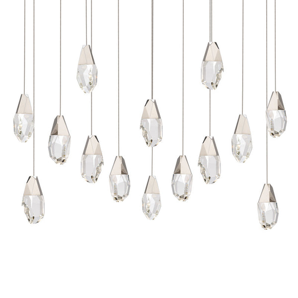safavieh Martini 14 Multi-Light Pendant (Linear Canopy) in Polished Nickel with Optic Haze Quartz | Schonbek - BPD20214LOH-PN