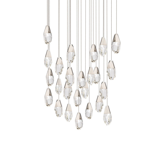 safavieh Martini 14 Multi-Light Pendant (Linear Canopy) in Polished Nickel with Clear Optic Crystal | Schonbek - BPD20214LO-PN