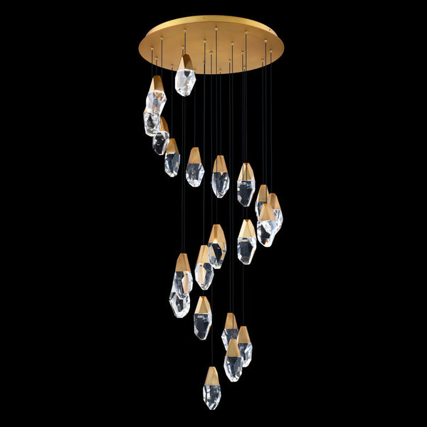 Safavieh Martini 15 Multi-Light Pendant (Round Canopy) In Aged Brass With Optic Crystal | Schonbek - BPD20215O-AB