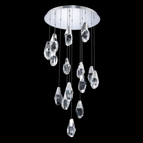 Safavieh Martini 15 Multi-Light Pendant (Round Canopy) In Polished Nickel With Clear Optic Crystal | Schonbek - BPD20215OH-PN
