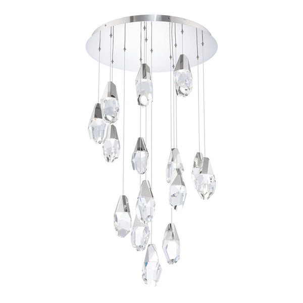 safavieh Martini 15 Multi-Light Pendant (Round Canopy) in Polished Nickel with Clear Optic Crystal | Schonbek - BPD20215OH-PN