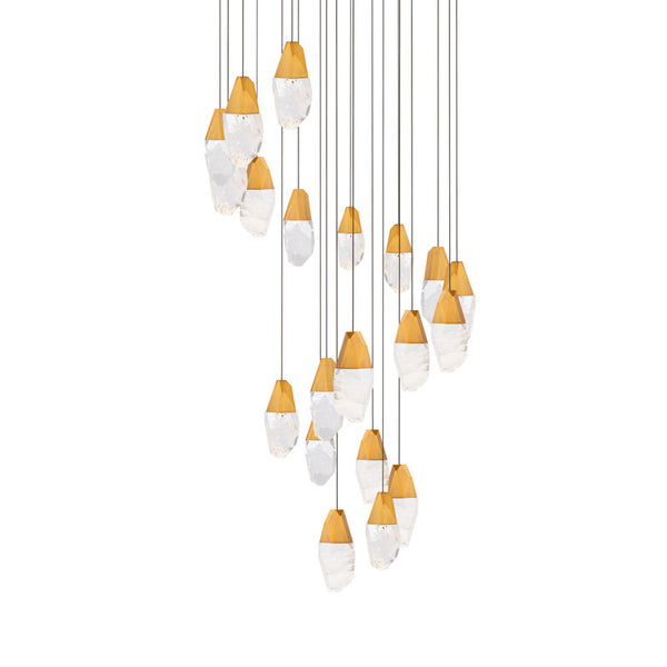 safavieh Martini 21 Multi-Light Pendant (Round Canopy) in Aged Brass with Optic Crystal | Schonbek - BPD20221O-AB