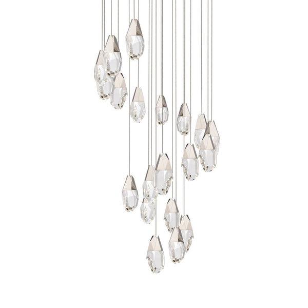 safavieh Martini 21 Multi-Light Pendant (Round Canopy) in Polished Nickel with Optic Haze Quartz | Schonbek - BPD20221O-PN