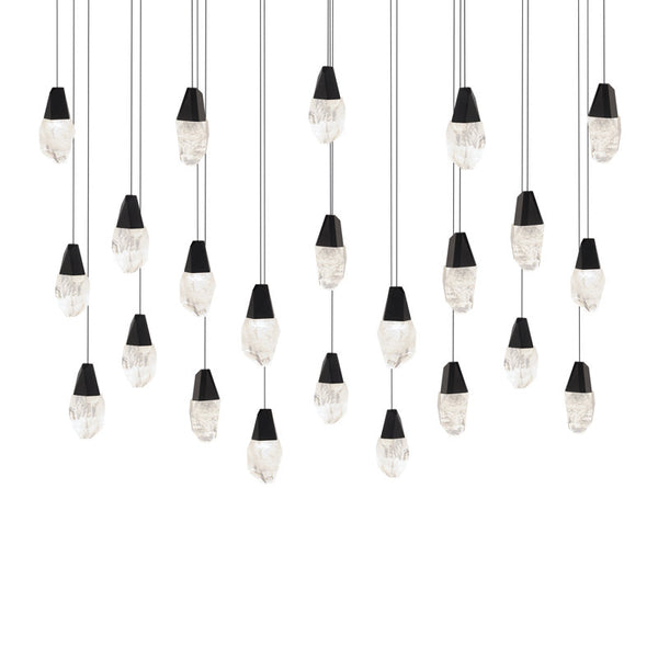 safavieh Martini 23 Multi-Light Pendant (Linear Canopy) in Black with Clear Optic Crystal | Schonbek - BPD20223LO-BK